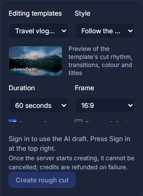 Media selection and template preview
