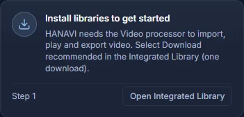 Projects screen with the Step 1 card before libraries are installed