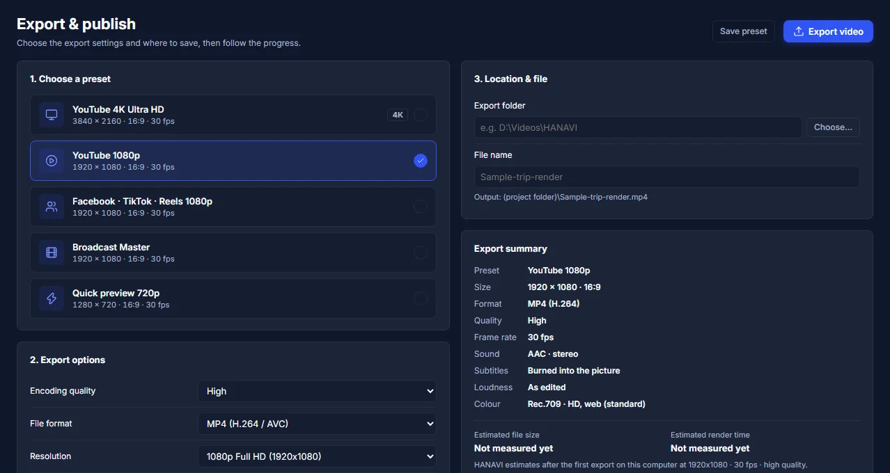 Preview and export video