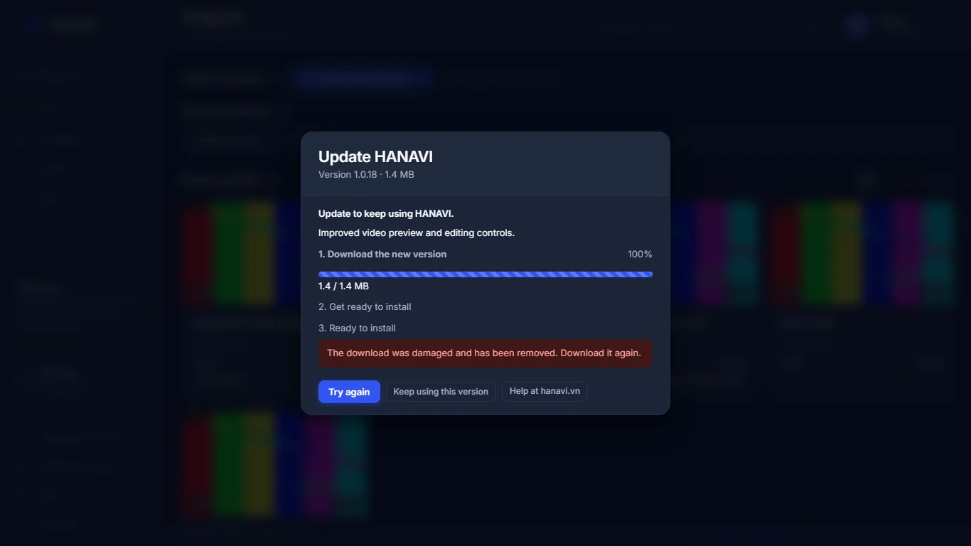 Optional update download failure with continue action