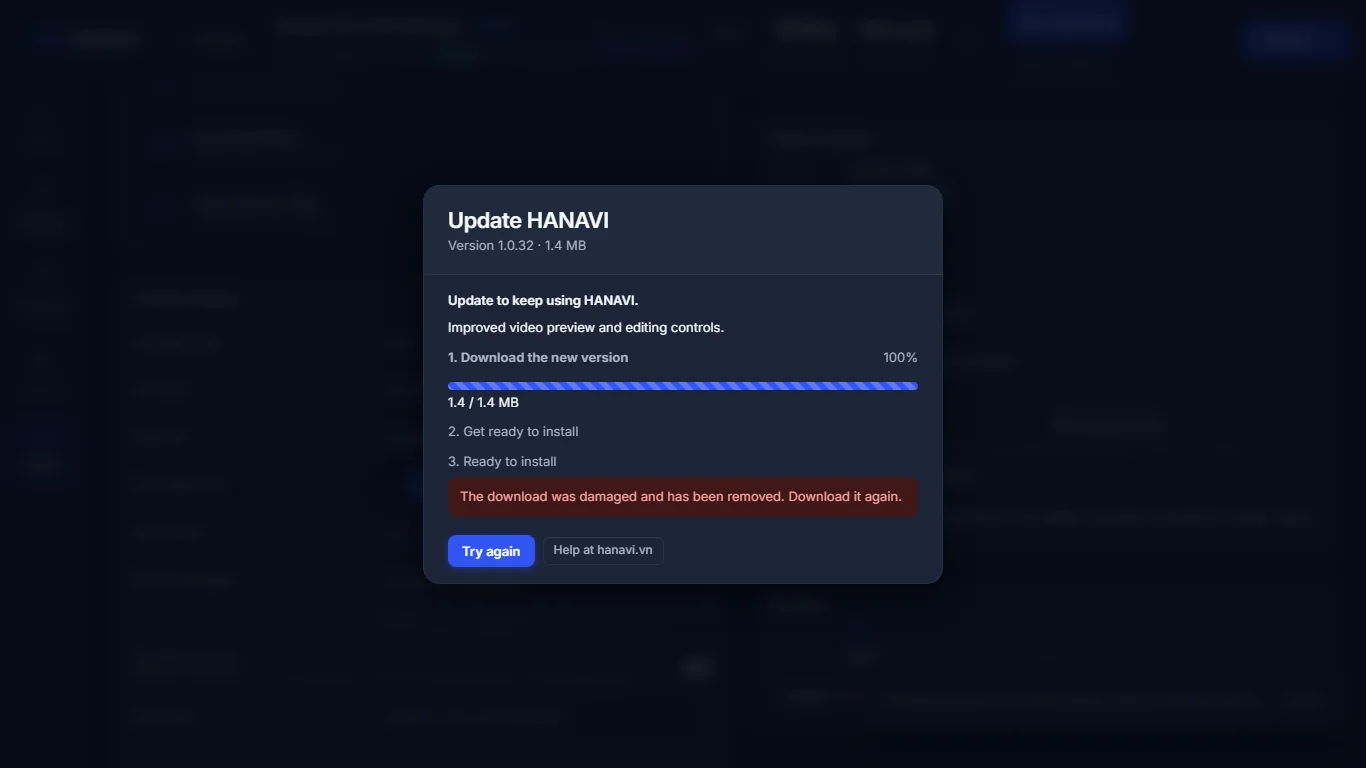 Export blocked by a required update