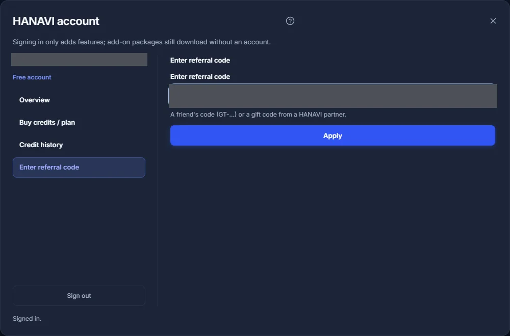 Referral entry with a synthetic code