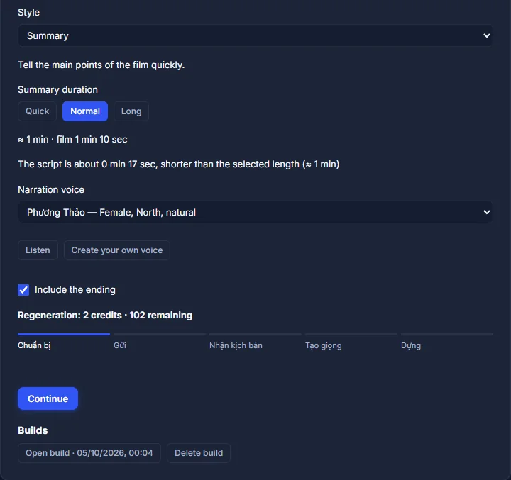 Summary script and opening the edit