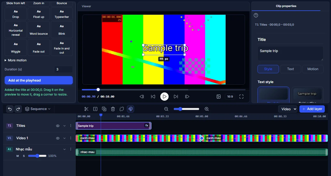 Add text and motion
